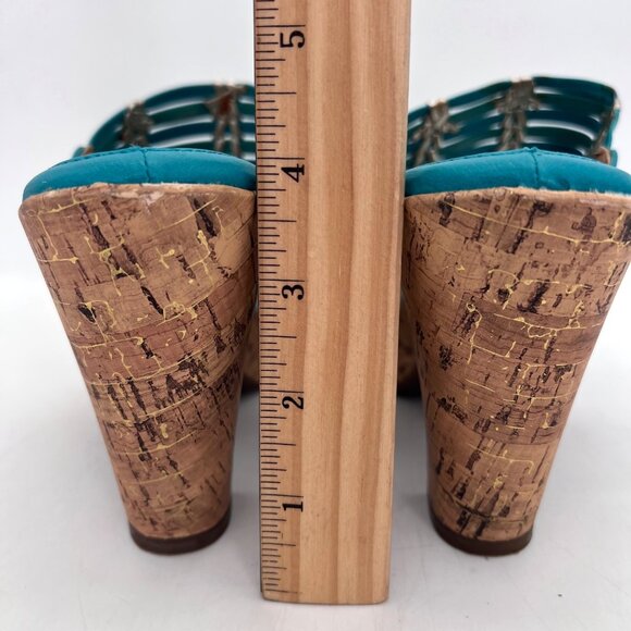 Eurosoft by Sofft Fayann Turquoise Cork Wedge Platform Heels Womens Shoes 10W - Picture 11 of 16